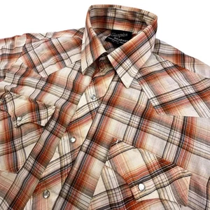 Vtg CHAMPION WESTERNS Western Shirt 16.5 35 XL Pearl Snap Permanent Press 70s - Picture 1 of 10