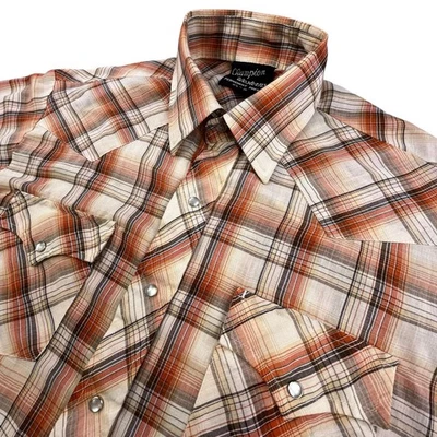 Vtg CHAMPION WESTERNS Western Shirt 16.5 35 XL Pearl Snap Permanent Press 70s - Image 1 of 4