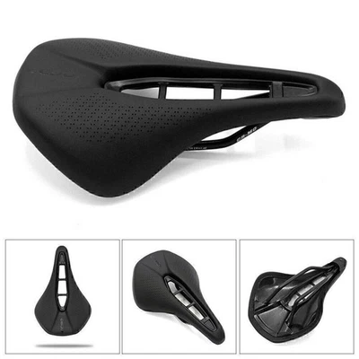 Sillín de gel de cuero PU para bicicleta Sillines de bicicleta de carretera Cojín de asiento hueco Almohadilla Foto 1 de 4