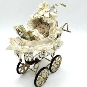 Vintage 1985 Kurt Adler Miniature Decorative Ornament Carriage & Porcelain Baby - Picture 1 of 3