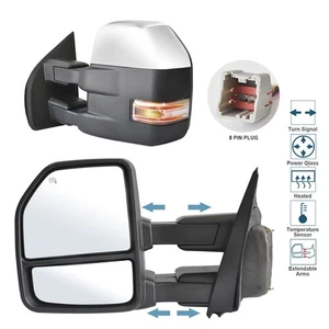 Espejos retrovisores de remolque para camioneta Ford F150 2015-2020 sensor de temperatura térmico eléctrico cromado - Imagen 1 de 13