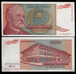 YUGOSLAVIA 500,000,000,000 P-137 1993 *AA 500 Billion UNC SERBIAN MONEY BANKNOTE - Picture 1 of 3