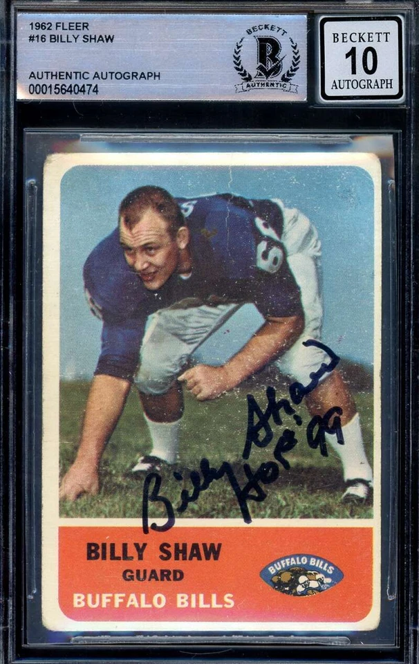 Billy Shaw Gem Mint 10 Beckett BAS Signed 1962 Fleer Rookie Autograph - Image 1 of 1
