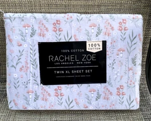 Rachel Zoe Garden Floral Mushrooms Botanical Cotton TWIN XL Deep Sheet Set 3pc - Picture 1 of 9