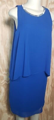 MSK Women Sleeveless Sheath Dress Blue Rhinestone Embellished Neck Size 4 Formal - Image 1 of 4