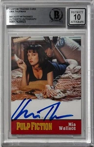 Uma Thurman Signed Pulp Fiction Custom Trading Card Beckett Witnessed Auto 10 - Picture 1 of 2