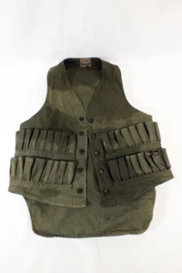 Vintage 1940s 1950s Hinson Shooting Bird Hunting Game Vest Size 38 Green Canvas - Picture 1 of 7