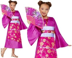 Childrens Girls Geisha Girl Fancy Dress Costume Childs Japanese Outfit Smiffys