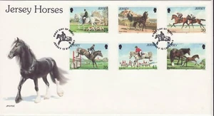 GB Stamps First Day Cover Jersey Horses, race, trap, pony, foal, hunt, show 1996 - Picture 1 of 1