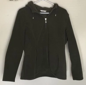 Marks & Spencer Olive Green Hooded Full Zip Fleece Jacket Size UK 18 - Picture 1 of 8