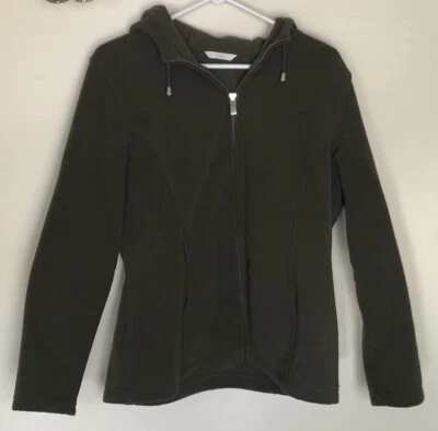 Marks & Spencer Olive Green Hooded Full Zip Fleece Jacket Size UK 18 - Image 1 of 4