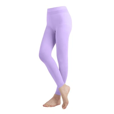 Medias sin pies opacas de microfibra de color liso EMEM Apparel para niñas Foto 1 de 4