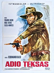 TEXAS, ADDIO ITALIANO FRANCO NERO 1966 ESPAGUETIS WESTERN RARO PÓSTER DE LA PELÍCULA YUGO - Imagen 1 de 2