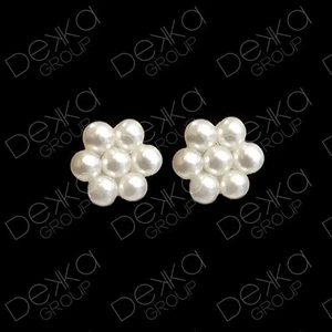 Genuine 925 Sterling Silver Pearl Flower Mini Stud Earrings Girls Children Women - Picture 1 of 1