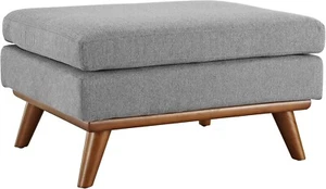 Modway Engage Mid-Century Modern Upholstered Fabric Ottoman in Expectation Gray - Picture 1 of 5