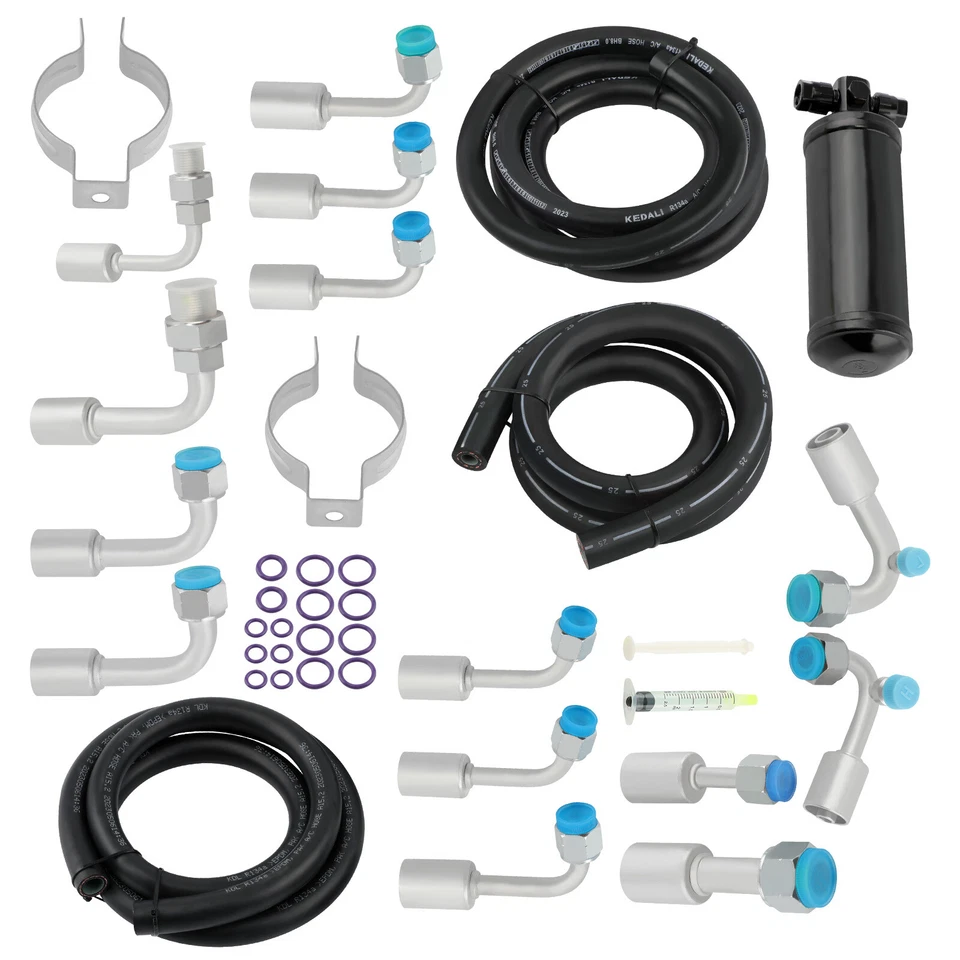 Universal 134a Klimaanlage AC Schlauch Kit 3 Schlauchanschluss & Trockner neu - Bild 1 von 4
