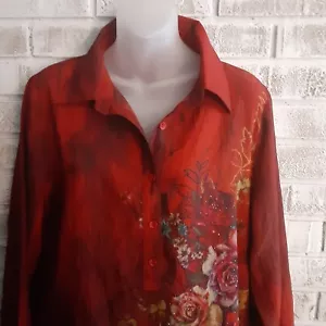GEB Túnica Vestido Carmesí Floral Embellecido Talla XL - Imagen 1 de 8