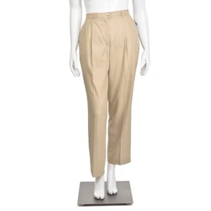 Escada Beige/Peach Striped Wool/Silk Blend Classic Pleated Front Pants sz 44/14 - Picture 1 of 9