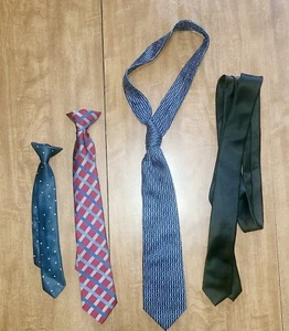 4 Youth Ties (2 Clip-on) Mixed Pattern Polyester Clean Great Shape Dockers, Etc - Picture 1 of 7