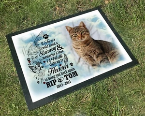 Piedra lápida de granito de gato mascota personalizada, marcador de tumba de jardín. - Imagen 1 de 12