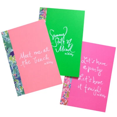 Lilly Pulitzer Journal Set 3 Notebooks Neon 6.5" Beach Party Designer - Image 1 of 4