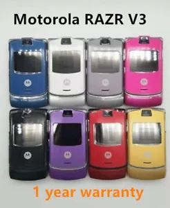 Telefono cellulare originale Motorola RAZR V3 2G Flip GSM sbloccato Bluetooth MP4 video - Foto 1 di 27