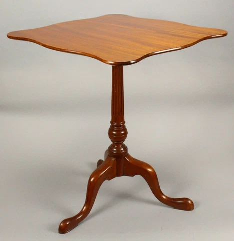 Nathan Margolis Studio Hand Made Federal Mahogany Snake Foot Candlestand Table Cover