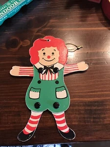 Vintage Moving Arms/Legs Paper Doll RAGGEDY ANN Christmas Ornament - Picture 1 of 4