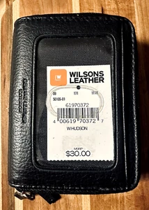 Wilsons Genuine Leather Wallet - Credit Card Holder 5 X 3.5 Black New With Tags - Picture 1 of 4