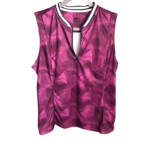 Slazenger Tech Rib Blade Womens Sleeveless Collar Polo Tennis Golf Zip Top Sz L - Picture 1 of 11