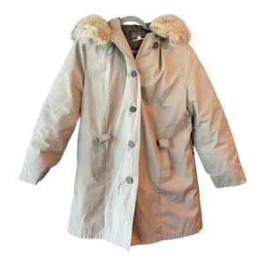 EDDIE BAUER DAUNEN Vintage langer Mantel Jacke Parka mit Kunstfellbesatz Kapuze beige Gr. 14 - Bild 1 von 9