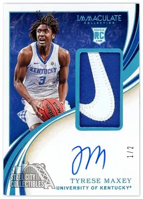 Tyrese Maxey 2020 Immaculate Collegiate Rookie Nike Logo Patch Auto Card 1/2 #38 - Image 1 of 2