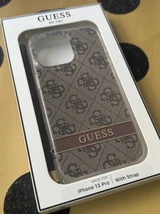 Phone Case iPhone 13 Pro Guess Cover Apple Brown Drop Protection Strap - Picture 1 of 5