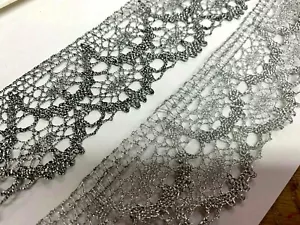 vintage metallic lace 1 3/4" scallop crochet 1yd made in France - Picture 1 of 11