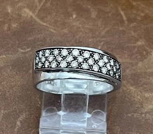 Beautiful Affinity Champagne Diamond Sterling Silver Bridge Band Ring Size 7.25 - Picture 1 of 12