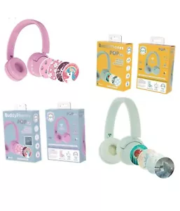 Green/Pink 2 BuddyPhones POP Fun Foldable Bluetooth Wireless Kids Headphones Mic - Picture 1 of 21