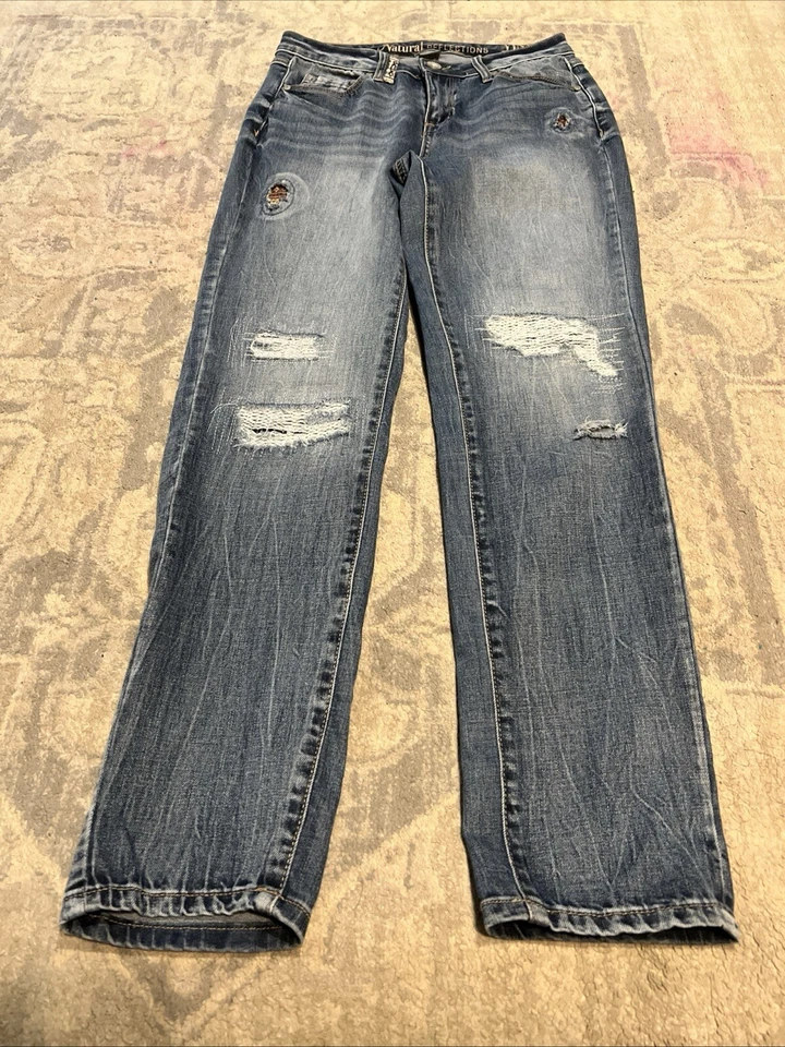 Natural Reflection Womens Vintage Reunion Distressed  Denim Jeans Sz 4 - Image 1 of 4