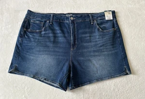 Terra &Sky Women's Plus Blue Stretch Denim A-line Shorts Size 26W Waist 50" NEW - Picture 1 of 16