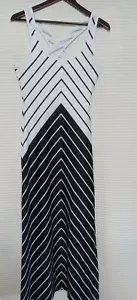 Damen Maxikleid ärmellos schwarz-weiß gestreift Größe M - Bild 1 von 6