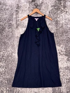 New Lilly Pulitzer Dress XL Womens Shay Blue Cotton Ruffle Sleeveless - Picture 1 of 9