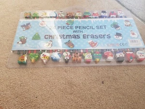 24 Piece Pencil Set With Christmas Erasers - Picture 1 of 4