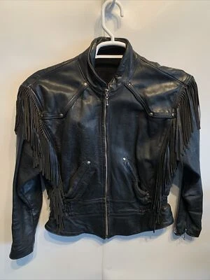 Abrigo Chaqueta De Colección Harley Davidson Borla Cuero Motociclista Motocicleta Mujer Mediano Foto 1 de 4