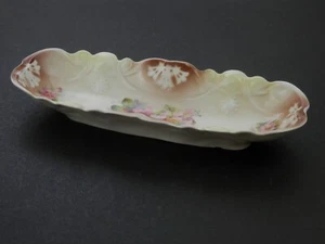 "Plato para servir apio/espárragos alemán vintage 12"" diseño floral rosa marrón" - Imagen 1 de 6