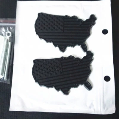 Emblema de rejilla metálica mapa negro mate de EE. UU. + calcomanía adhesiva insignia Sports America Car Foto 1 de 4