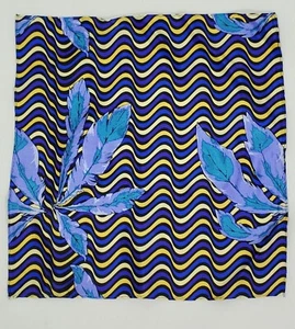 Rush Limbaugh Men's Pocket Square Wedding Dress Silk Blue Purple Leaves Hanky - Picture 1 of 3