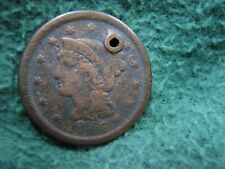 Holed Large Cent In Braided Hair Large Cents (1839-1857) for sale