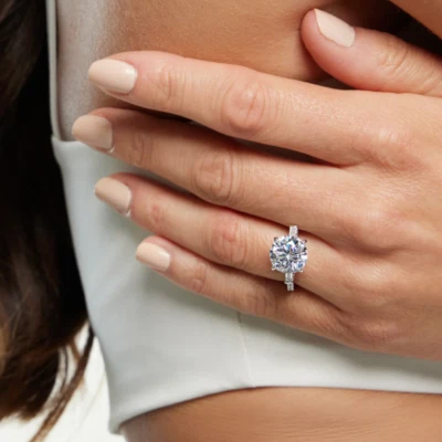 Women Engagement Ring Platinum Lab Grown Round Diamond 3 Ct IGI Certified 950 - Image 1 of 4