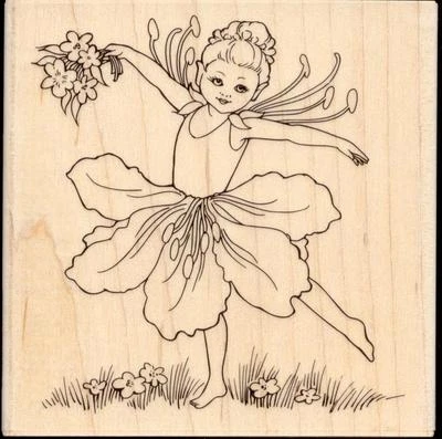 SELENDO sello de goma FAIRY DANCE montado en madera, Ex-Grande Foto 1 de 2