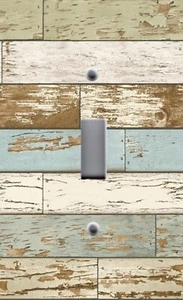 RUSTIC PEELING PAINT AGED RECLAIMED BEACH WOOD LIGHT SWITCH PLATES OUTLET DECOR - Picture 1 of 26