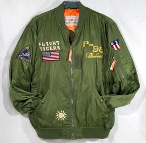 Flight Tigers Jacket P-98 Warhawk Green Bomber Souvenir Replica WWII Style 3XL - Picture 1 of 19